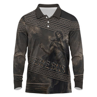 Greek Mythology Erebus Long Sleeve Polo Shirt God Of Darkness Classical Art Greek Key Pattern