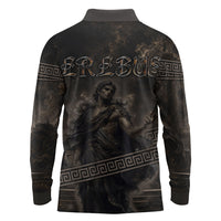 Greek Mythology Erebus Long Sleeve Polo Shirt God Of Darkness Classical Art Greek Key Pattern