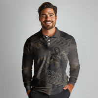 Greek Mythology Erebus Long Sleeve Polo Shirt God Of Darkness Classical Art Greek Key Pattern