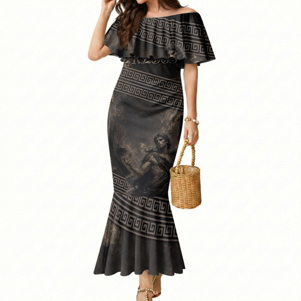 Greek Mythology Erebus Mermaid Dress God Of Darkness Classical Art Greek Key Pattern