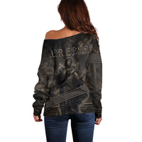 Greek Mythology Erebus Off Shoulder Sweater God Of Darkness Classical Art Greek Key Pattern