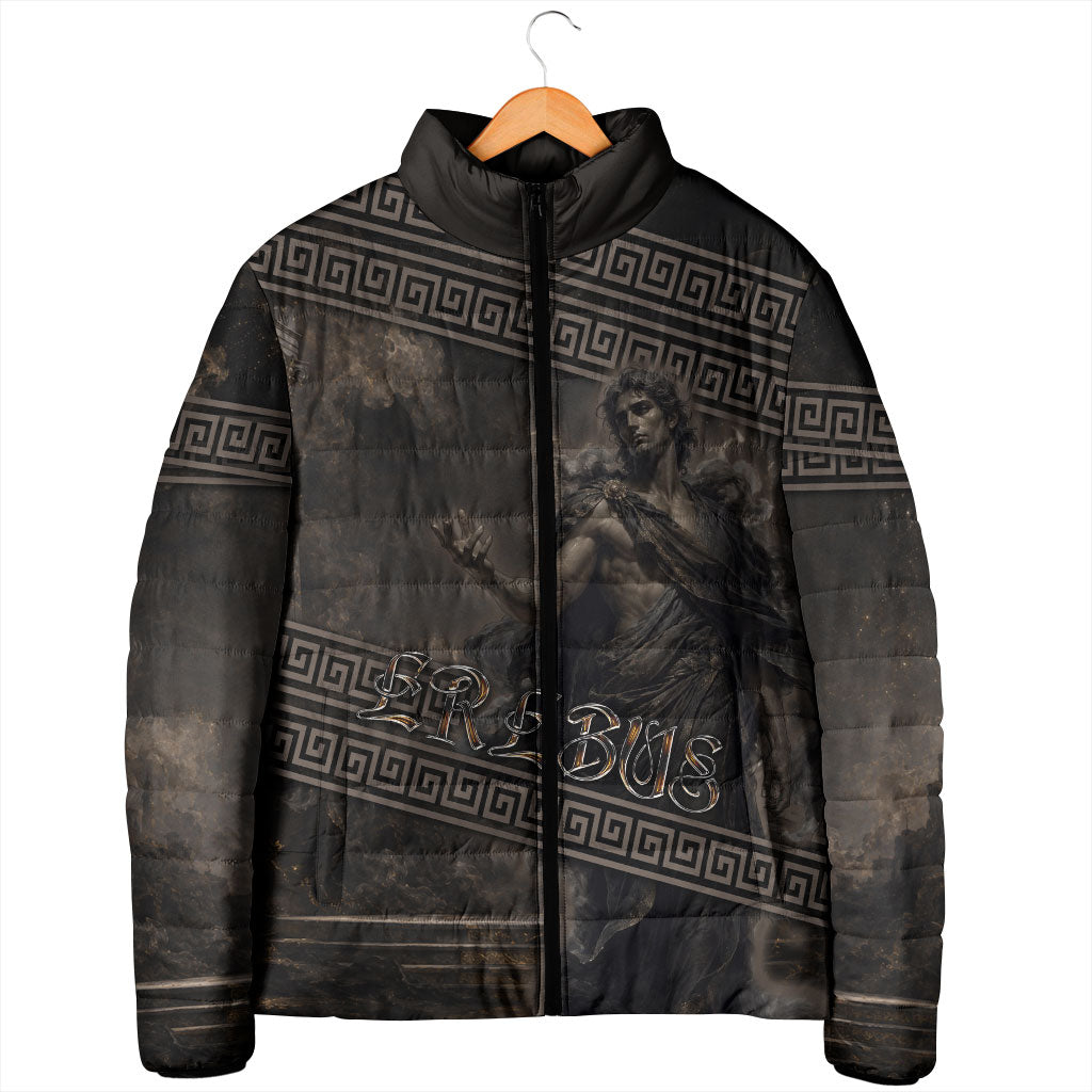 Greek Mythology Erebus Padded Jacket God Of Darkness Classical Art Greek Key Pattern