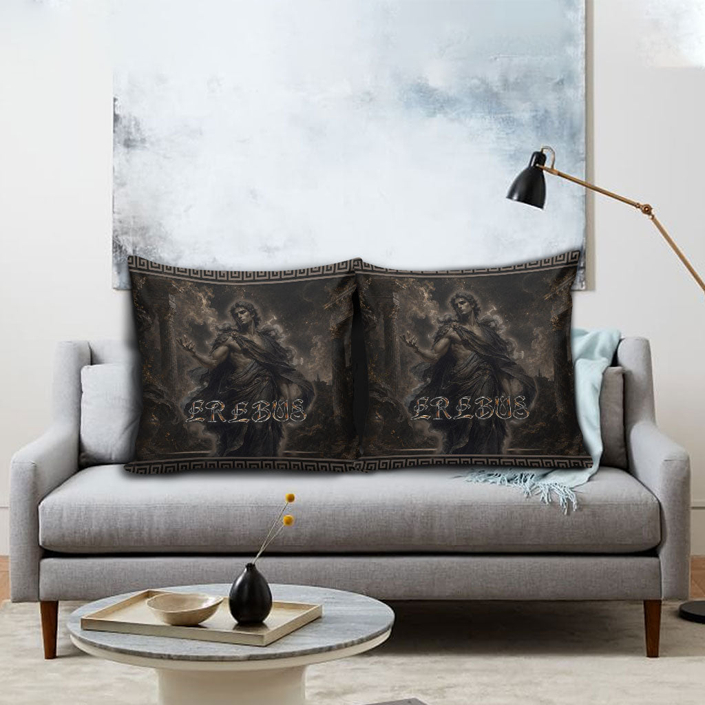 Greek Mythology Erebus Pillow Cover God Of Darkness Classical Art Greek Key Pattern