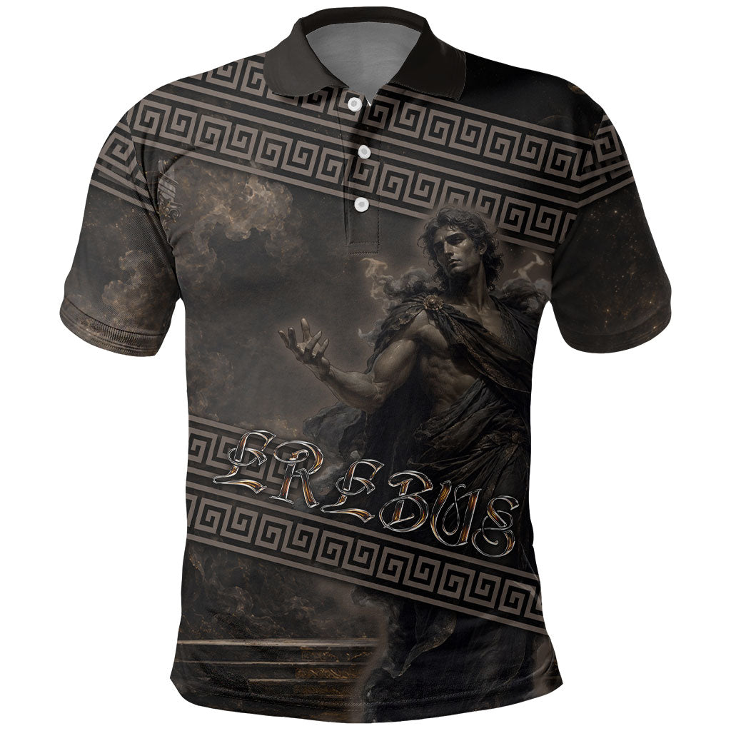 Greek Mythology Erebus Polo Shirt God Of Darkness Classical Art Greek Key Pattern
