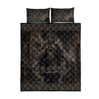 Greek Mythology Erebus Quilt Bed Set God Of Darkness Classical Art Greek Key Pattern
