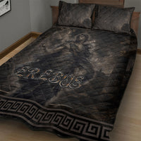 Greek Mythology Erebus Quilt Bed Set God Of Darkness Classical Art Greek Key Pattern