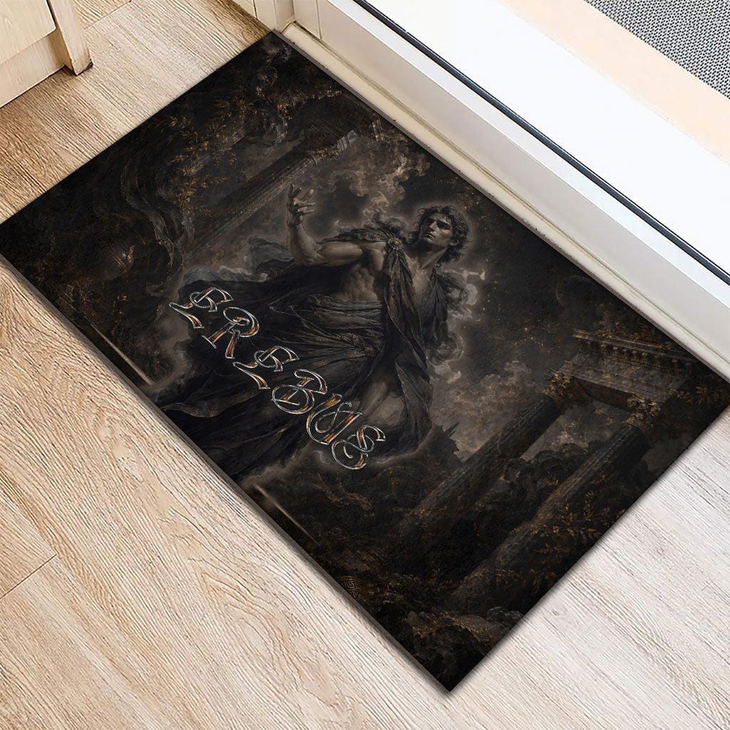 Greek Mythology Erebus Rubber Doormat God Of Darkness Classical Art Greek Key Pattern