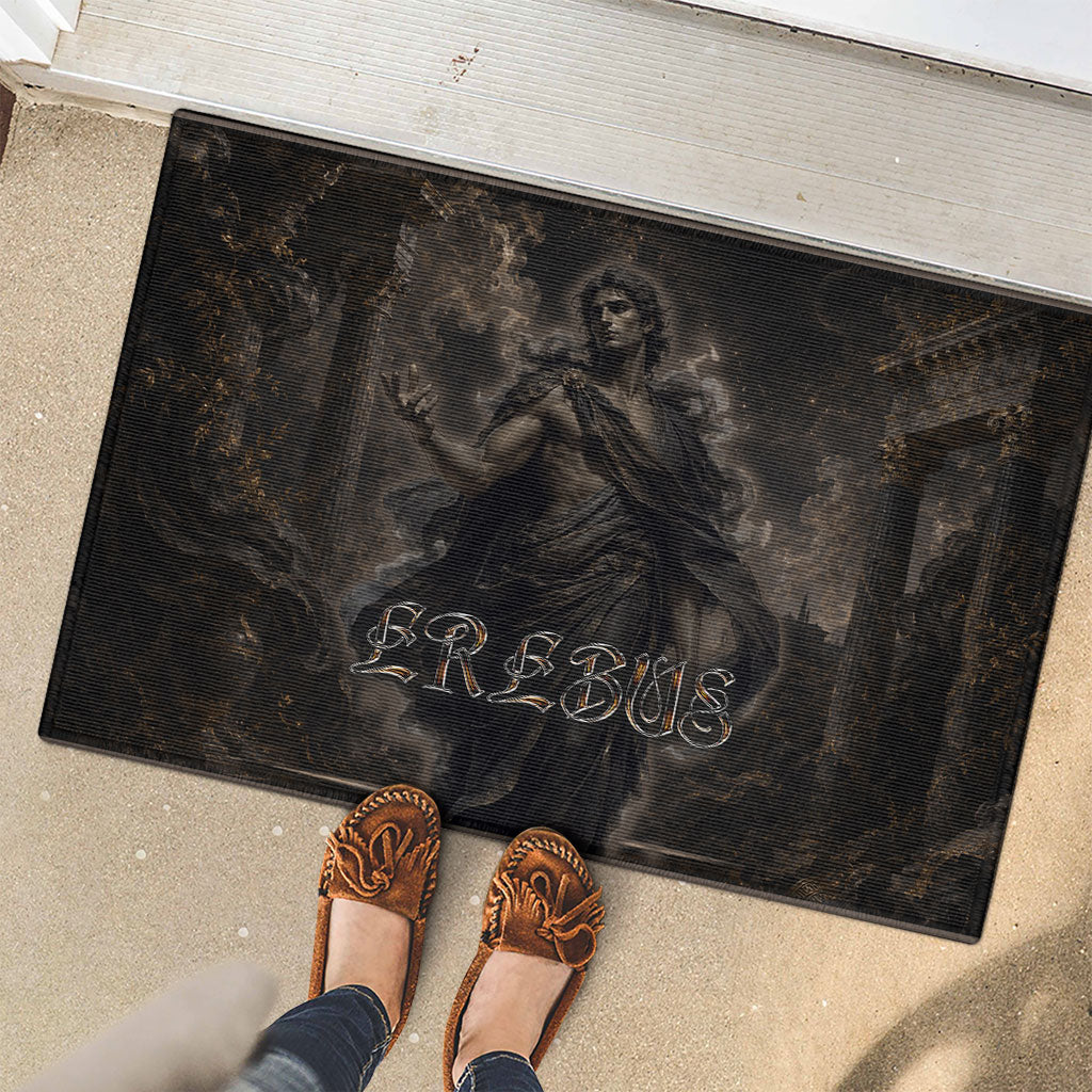 Greek Mythology Erebus Rubber Doormat God Of Darkness Classical Art Greek Key Pattern