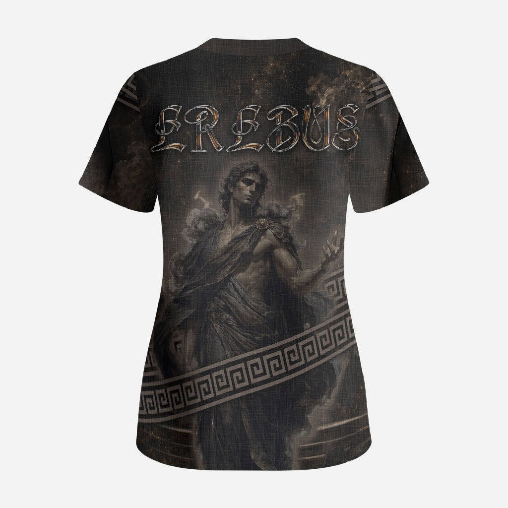 Greek Mythology Erebus Scrub Top God Of Darkness Classical Art Greek Key Pattern