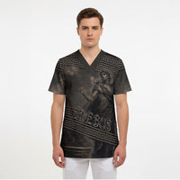 Greek Mythology Erebus Scrub Top God Of Darkness Classical Art Greek Key Pattern
