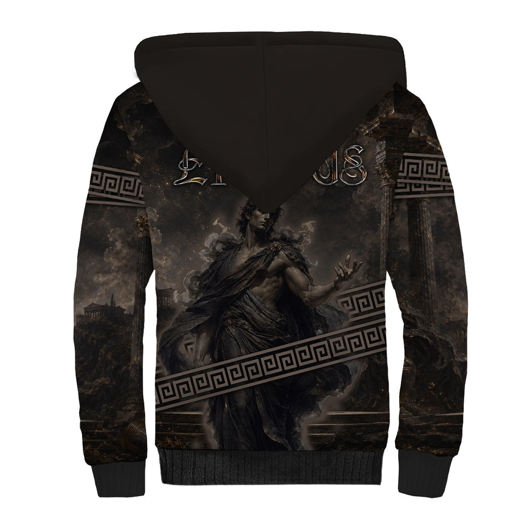 Greek Mythology Erebus Sherpa Hoodie God Of Darkness Classical Art Greek Key Pattern