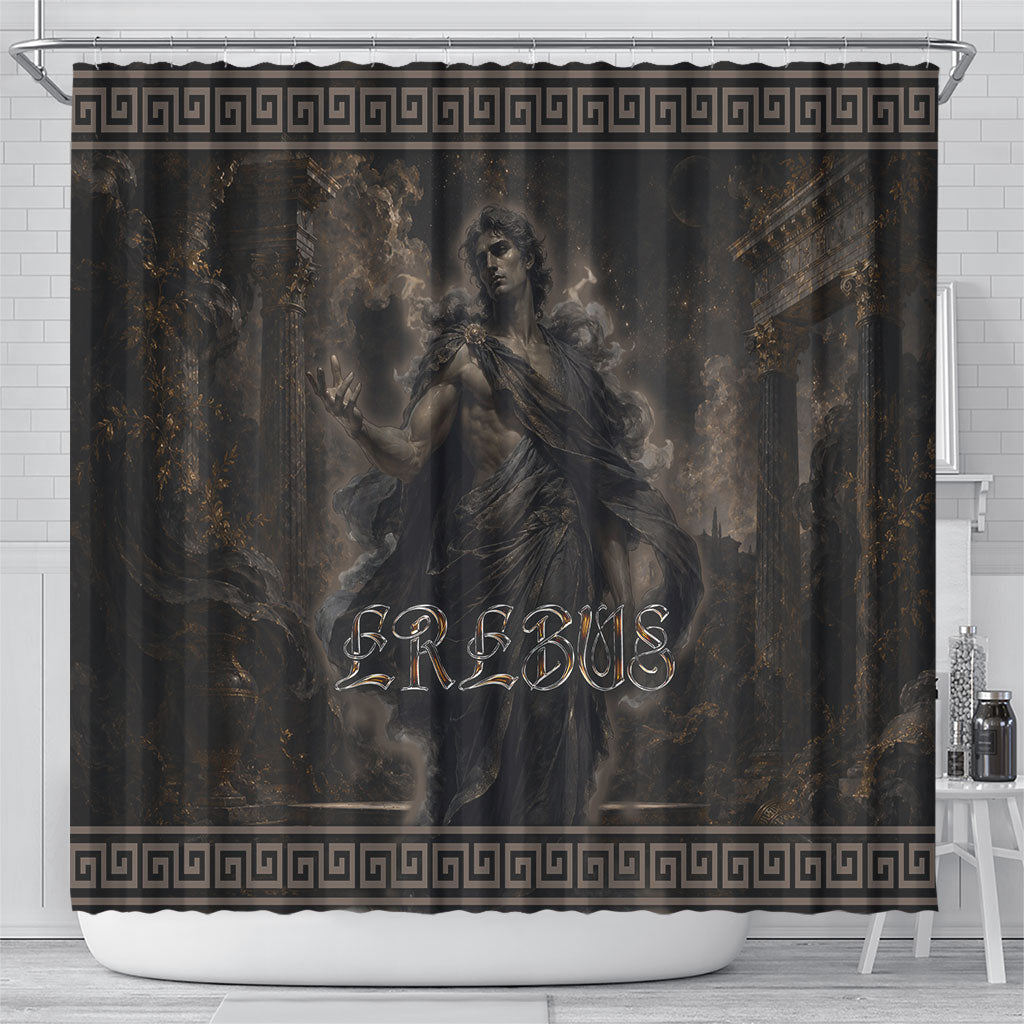 Greek Mythology Erebus Shower Curtain God Of Darkness Classical Art Greek Key Pattern