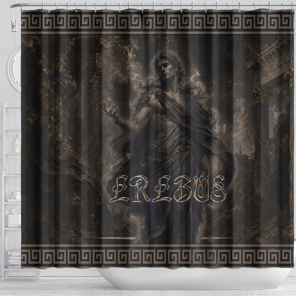 Greek Mythology Erebus Shower Curtain God Of Darkness Classical Art Greek Key Pattern