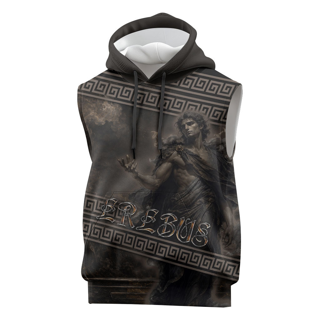 Greek Mythology Erebus Sleeveless Hoodie God Of Darkness Classical Art Greek Key Pattern