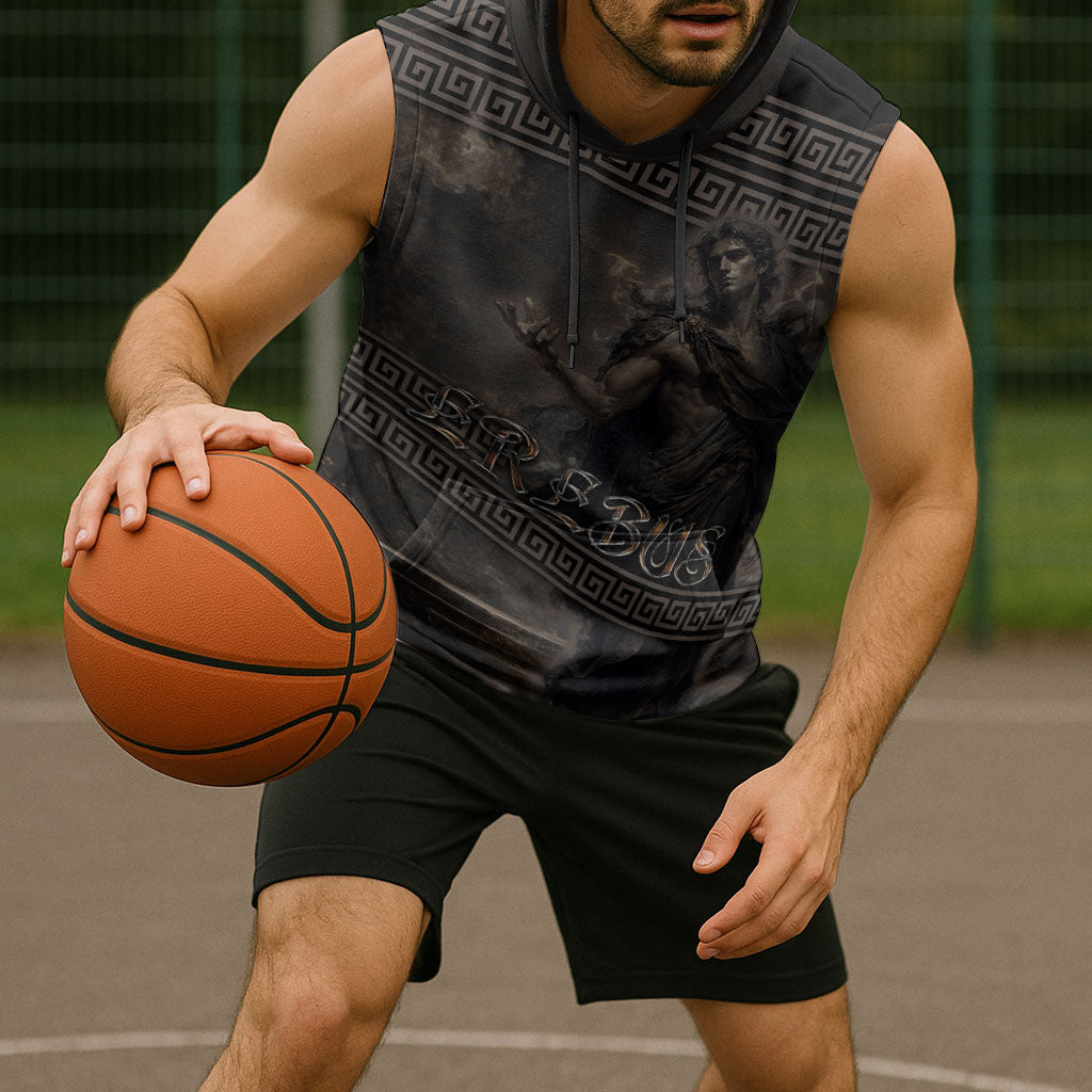 Greek Mythology Erebus Sleeveless Hoodie God Of Darkness Classical Art Greek Key Pattern