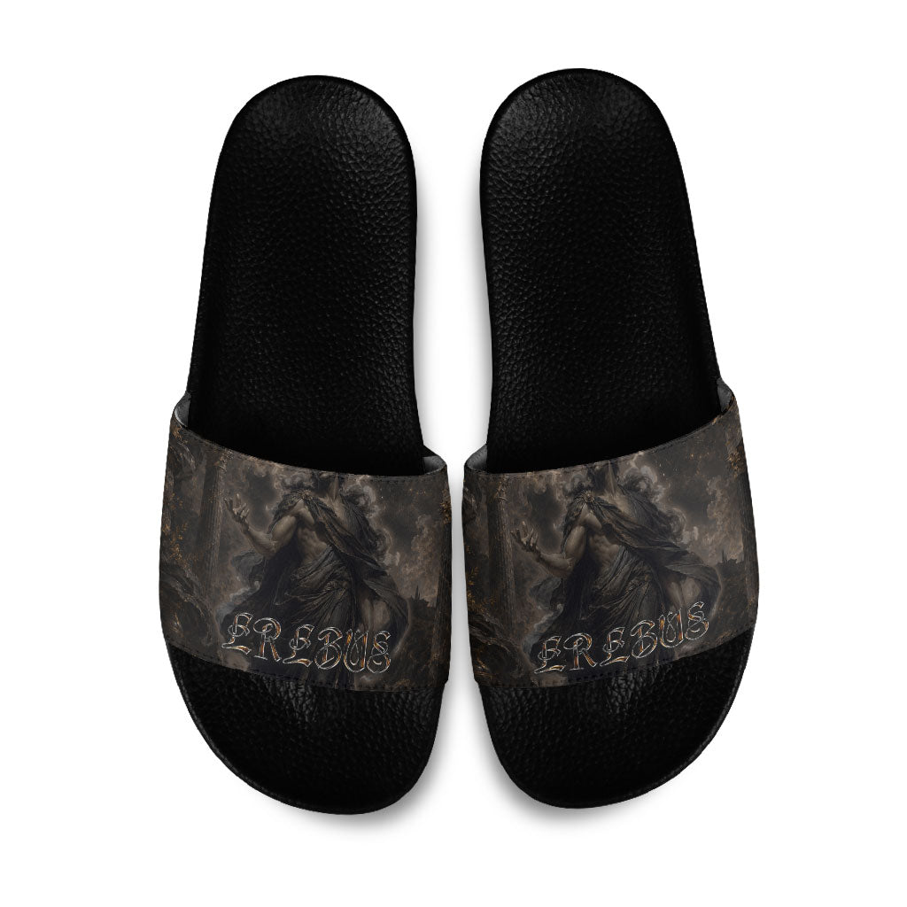 Greek Mythology Erebus Slide Sandals God Of Darkness Classical Art Greek Key Pattern