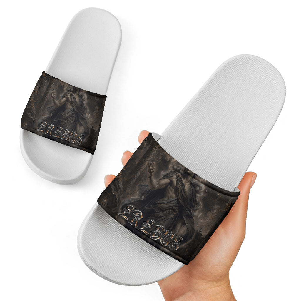 Greek Mythology Erebus Slide Sandals God Of Darkness Classical Art Greek Key Pattern