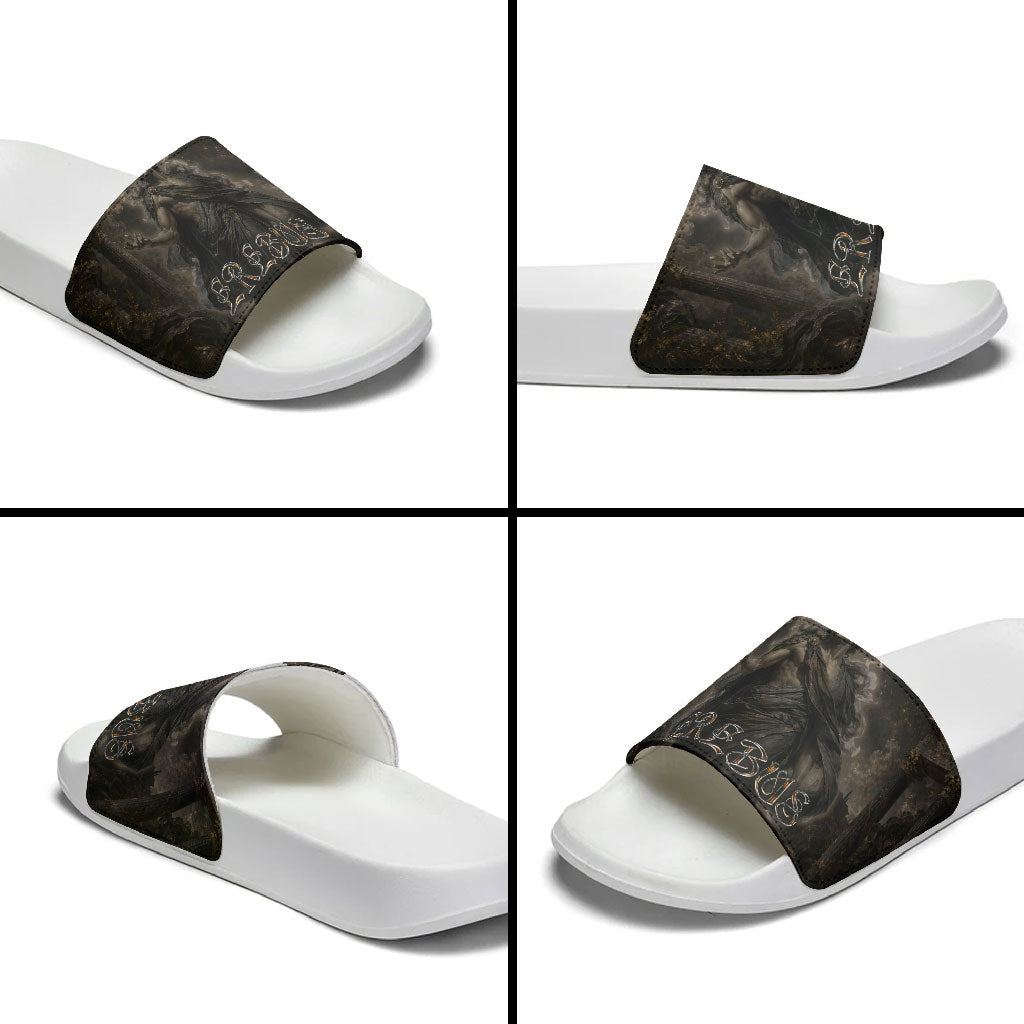 Greek Mythology Erebus Slide Sandals God Of Darkness Classical Art Greek Key Pattern