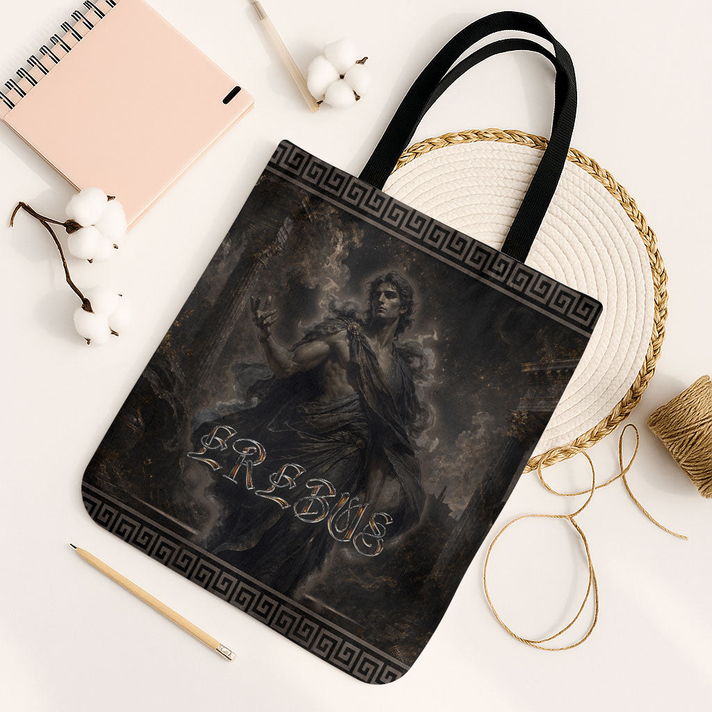 Greek Mythology Erebus Tote Bag God Of Darkness Classical Art Greek Key Pattern