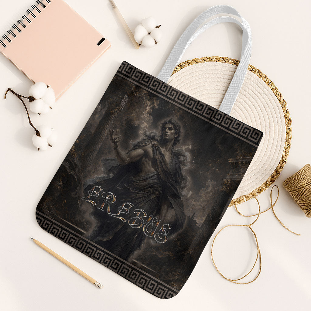 Greek Mythology Erebus Tote Bag God Of Darkness Classical Art Greek Key Pattern