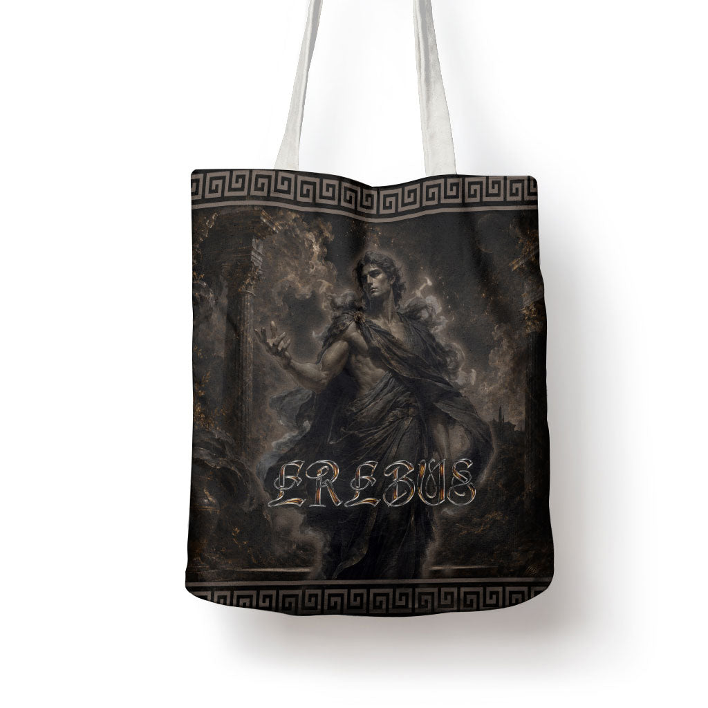 Greek Mythology Erebus Tote Bag God Of Darkness Classical Art Greek Key Pattern