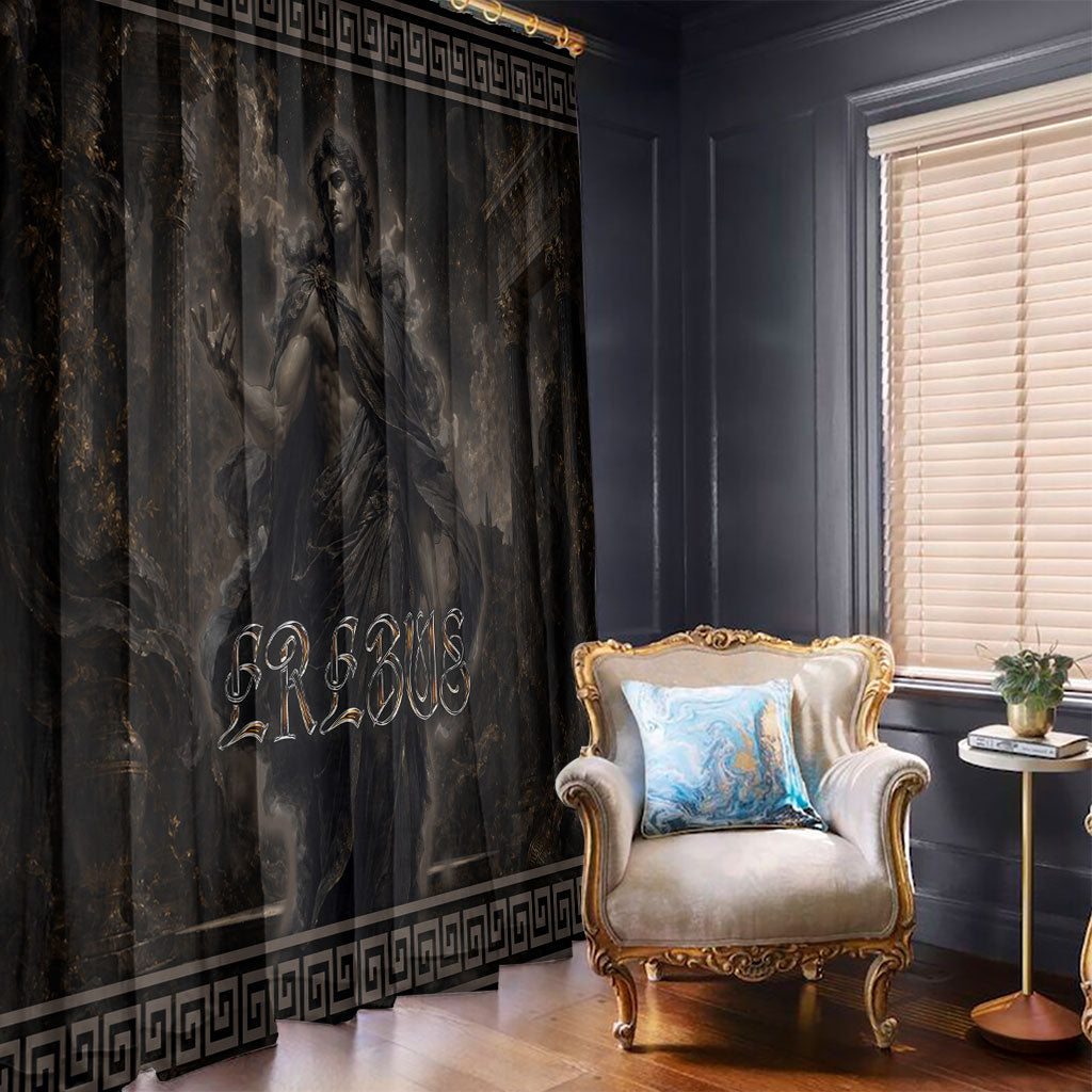 Greek Mythology Erebus Window Curtain God Of Darkness Classical Art Greek Key Pattern