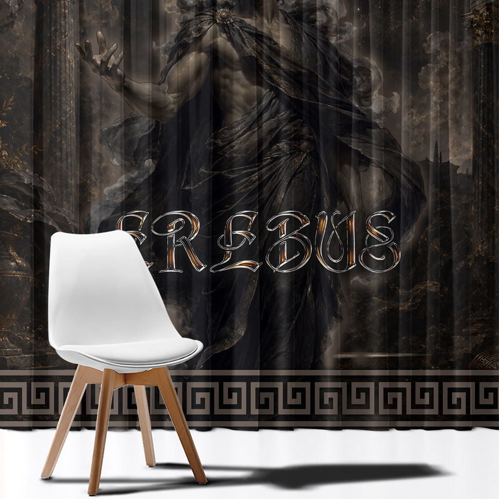 Greek Mythology Erebus Window Curtain God Of Darkness Classical Art Greek Key Pattern