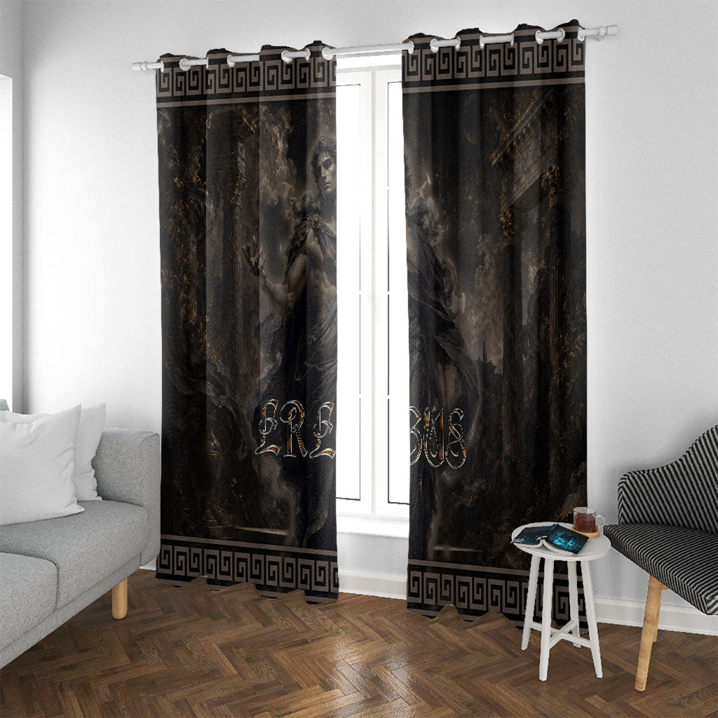 Greek Mythology Erebus Window Curtain God Of Darkness Classical Art Greek Key Pattern
