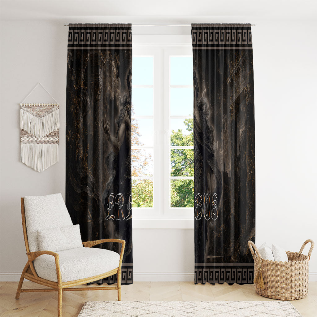 Greek Mythology Erebus Window Curtain God Of Darkness Classical Art Greek Key Pattern