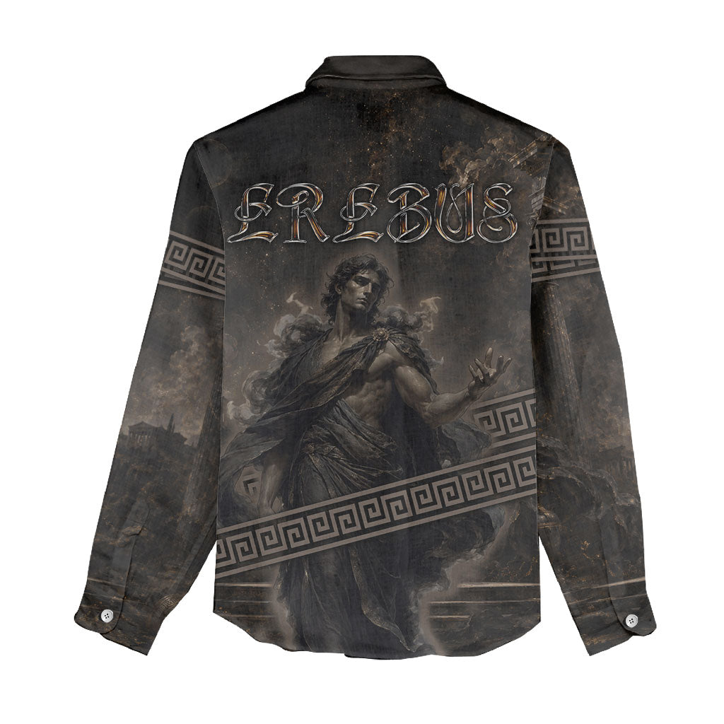 Greek Mythology Erebus Women Casual Shirt God Of Darkness Classical Art Greek Key Pattern