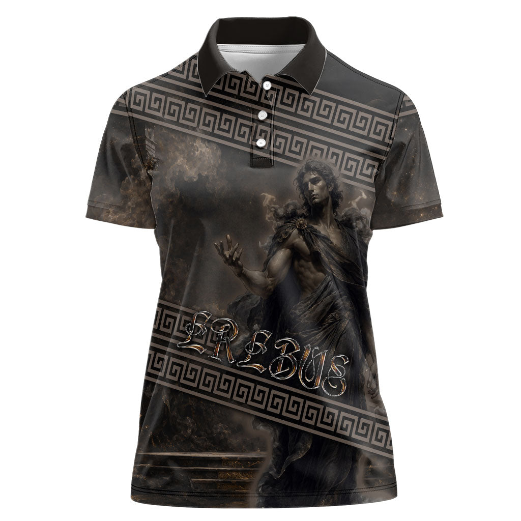 Greek Mythology Erebus Women Polo Shirt God Of Darkness Classical Art Greek Key Pattern
