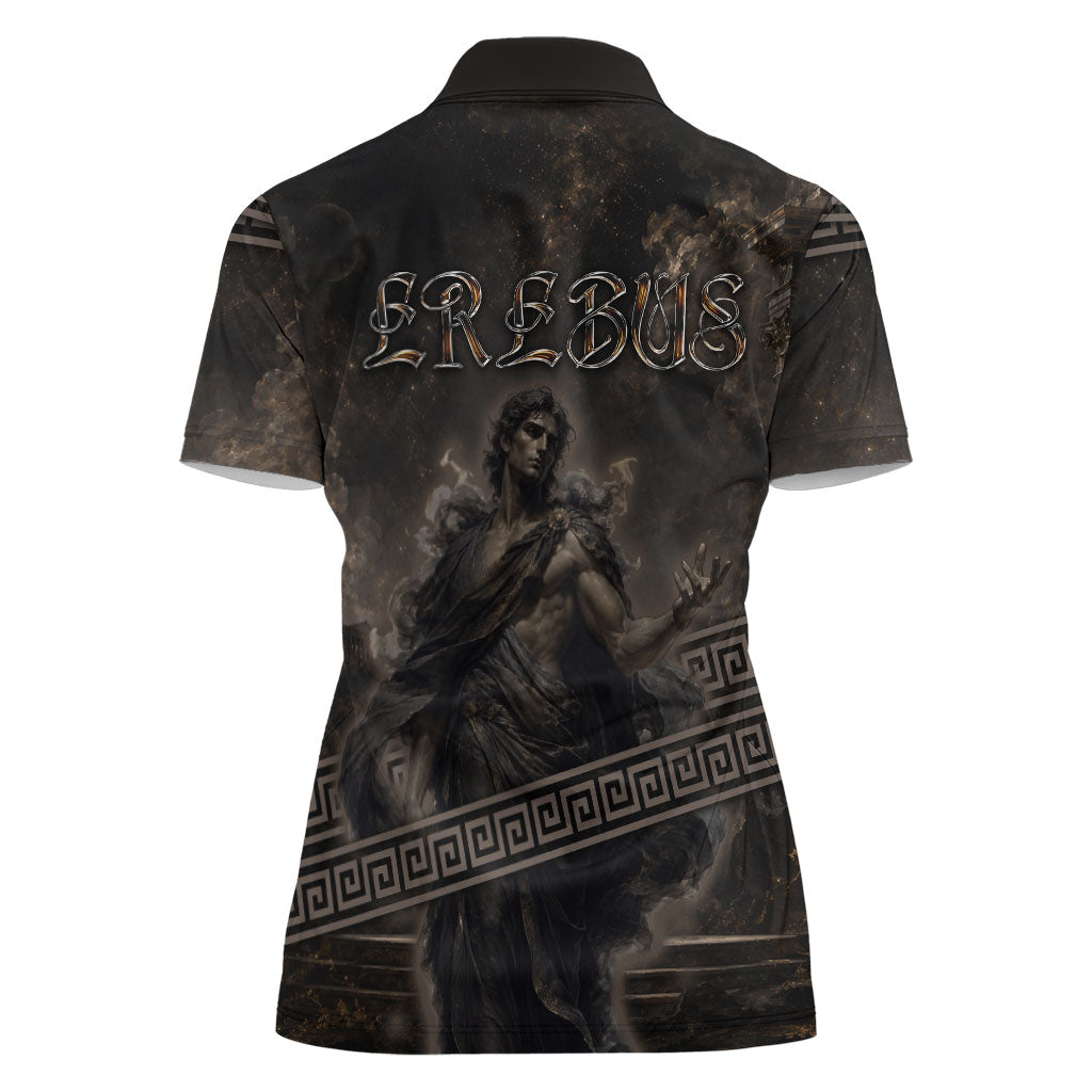 Greek Mythology Erebus Women Polo Shirt God Of Darkness Classical Art Greek Key Pattern