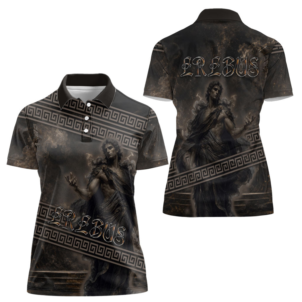 Greek Mythology Erebus Women Polo Shirt God Of Darkness Classical Art Greek Key Pattern