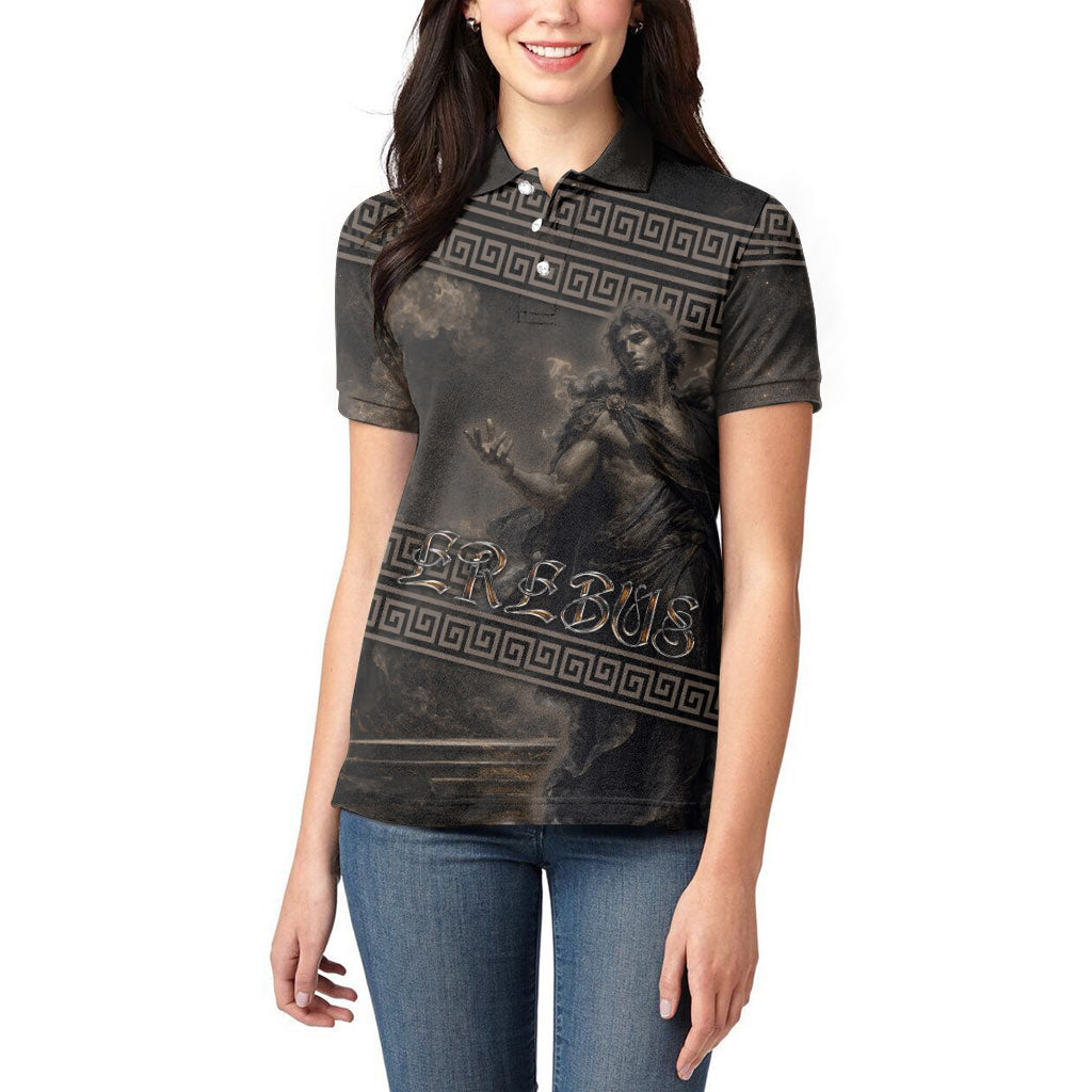 Greek Mythology Erebus Women Polo Shirt God Of Darkness Classical Art Greek Key Pattern