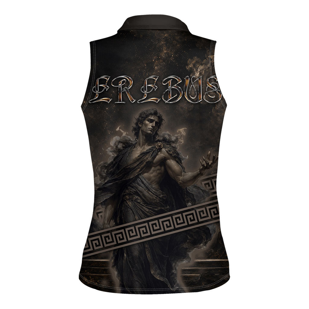 Greek Mythology Erebus Women Sleeveless Polo Shirt God Of Darkness Classical Art Greek Key Pattern