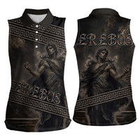 Greek Mythology Erebus Women Sleeveless Polo Shirt God Of Darkness Classical Art Greek Key Pattern