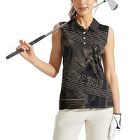 Greek Mythology Erebus Women Sleeveless Polo Shirt God Of Darkness Classical Art Greek Key Pattern