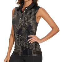 Greek Mythology Erebus Women Sleeveless Polo Shirt God Of Darkness Classical Art Greek Key Pattern