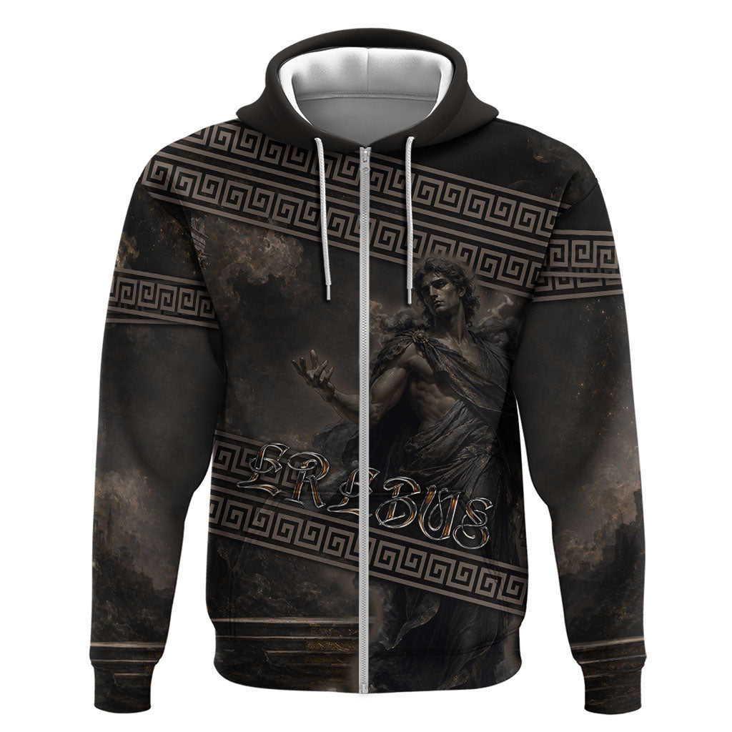 Greek Mythology Erebus Zip Hoodie God Of Darkness Classical Art Greek Key Pattern