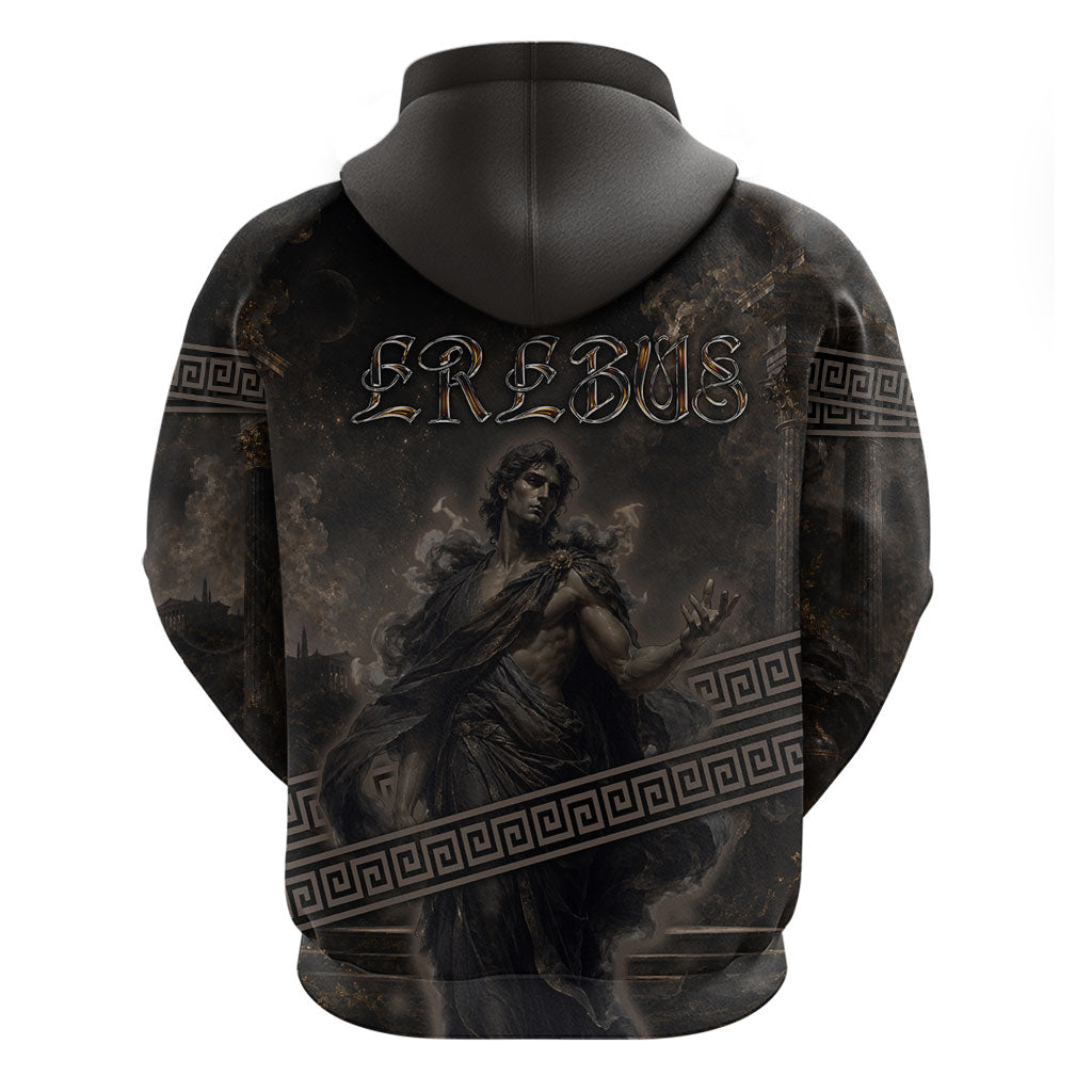Greek Mythology Erebus Zip Hoodie God Of Darkness Classical Art Greek Key Pattern