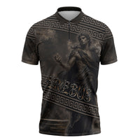 Greek Mythology Erebus Zipper Polo Shirt God Of Darkness Classical Art Greek Key Pattern