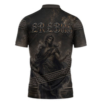Greek Mythology Erebus Zipper Polo Shirt God Of Darkness Classical Art Greek Key Pattern