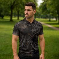 Greek Mythology Erebus Zipper Polo Shirt God Of Darkness Classical Art Greek Key Pattern