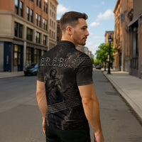 Greek Mythology Erebus Zipper Polo Shirt God Of Darkness Classical Art Greek Key Pattern