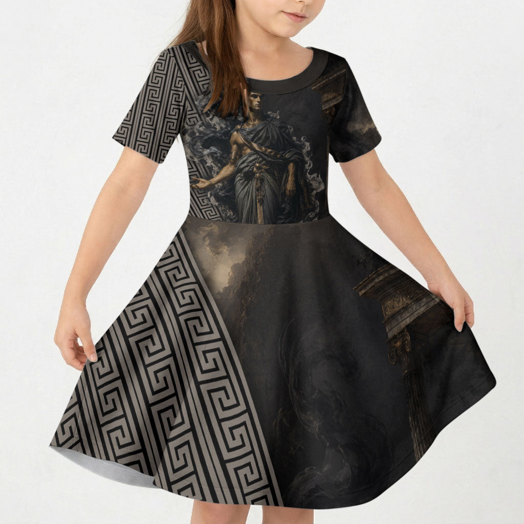 Erebus Greek Mythology Kid Short Sleeve Dress Ancient Greek God Of Darkness Fantasy Art