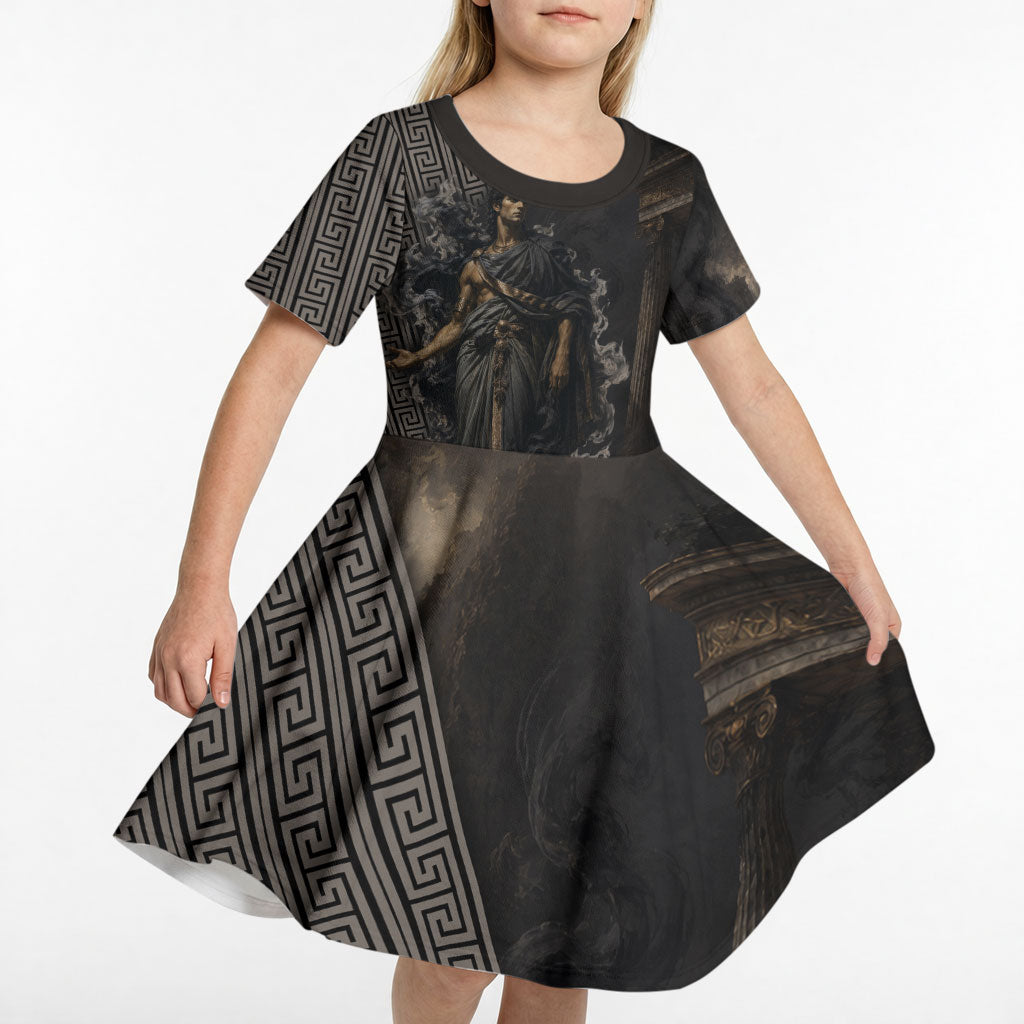 Erebus Greek Mythology Kid Short Sleeve Dress Ancient Greek God Of Darkness Fantasy Art
