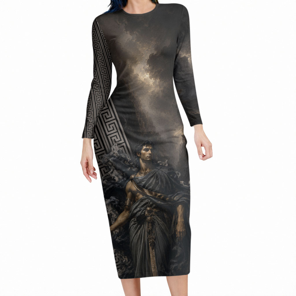 Erebus Greek Mythology Long Sleeve Bodycon Dress Ancient Greek God Of Darkness Fantasy Art