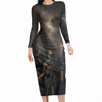 Erebus Greek Mythology Long Sleeve Bodycon Dress Ancient Greek God Of Darkness Fantasy Art