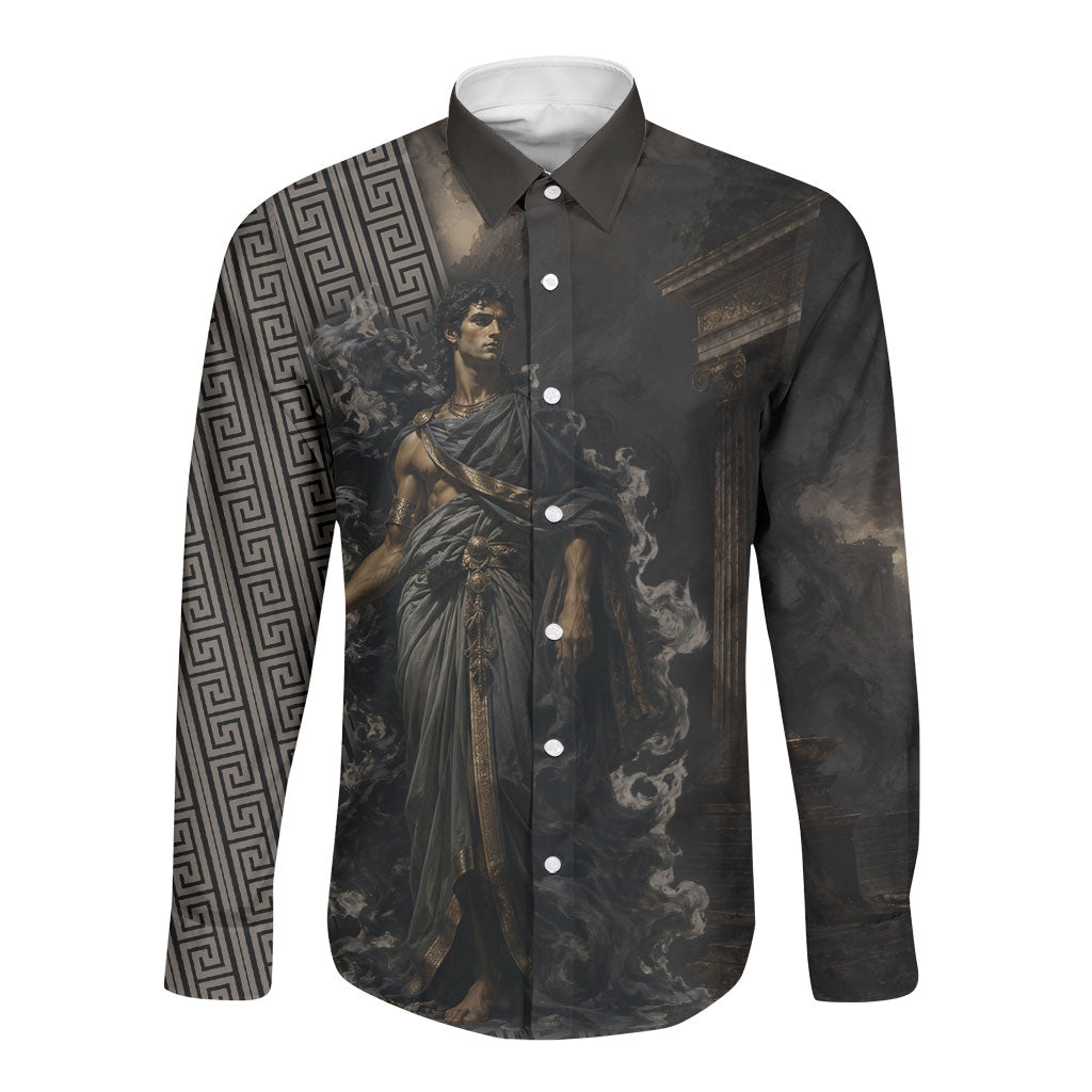 Erebus Greek Mythology Long Sleeve Button Shirt Ancient Greek God Of Darkness Fantasy Art