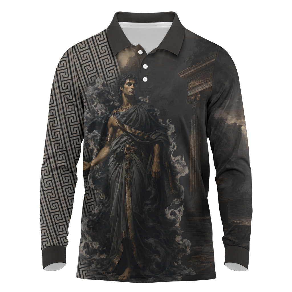 Erebus Greek Mythology Long Sleeve Polo Shirt Ancient Greek God Of Darkness Fantasy Art